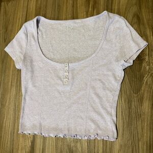 PacSun Light Lavender Scoop Neck Ribbed Crop Top